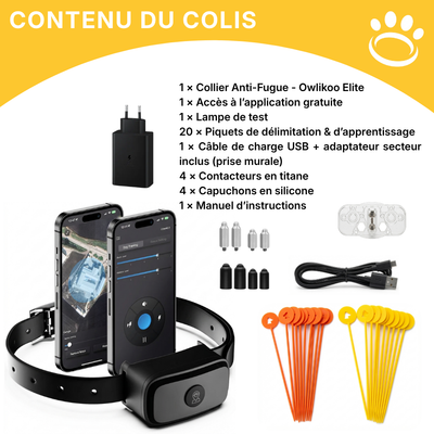 Clôture Anti-Fugue pour Chien sans Fil - Owlikoo Elite