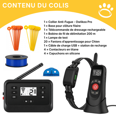 Clôture Anti-Fugue pour Chien avec Fil - Owlikoo Pro