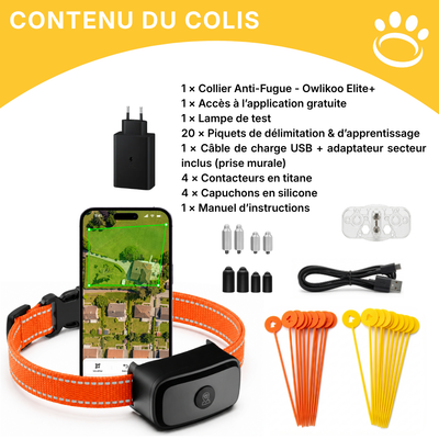 Clôture Anti-Fugue pour Chien sans Fil - Owlikoo Elite+