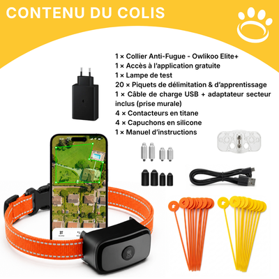 Clôture Anti-Fugue pour Chien sans Fil - Owlikoo Elite+